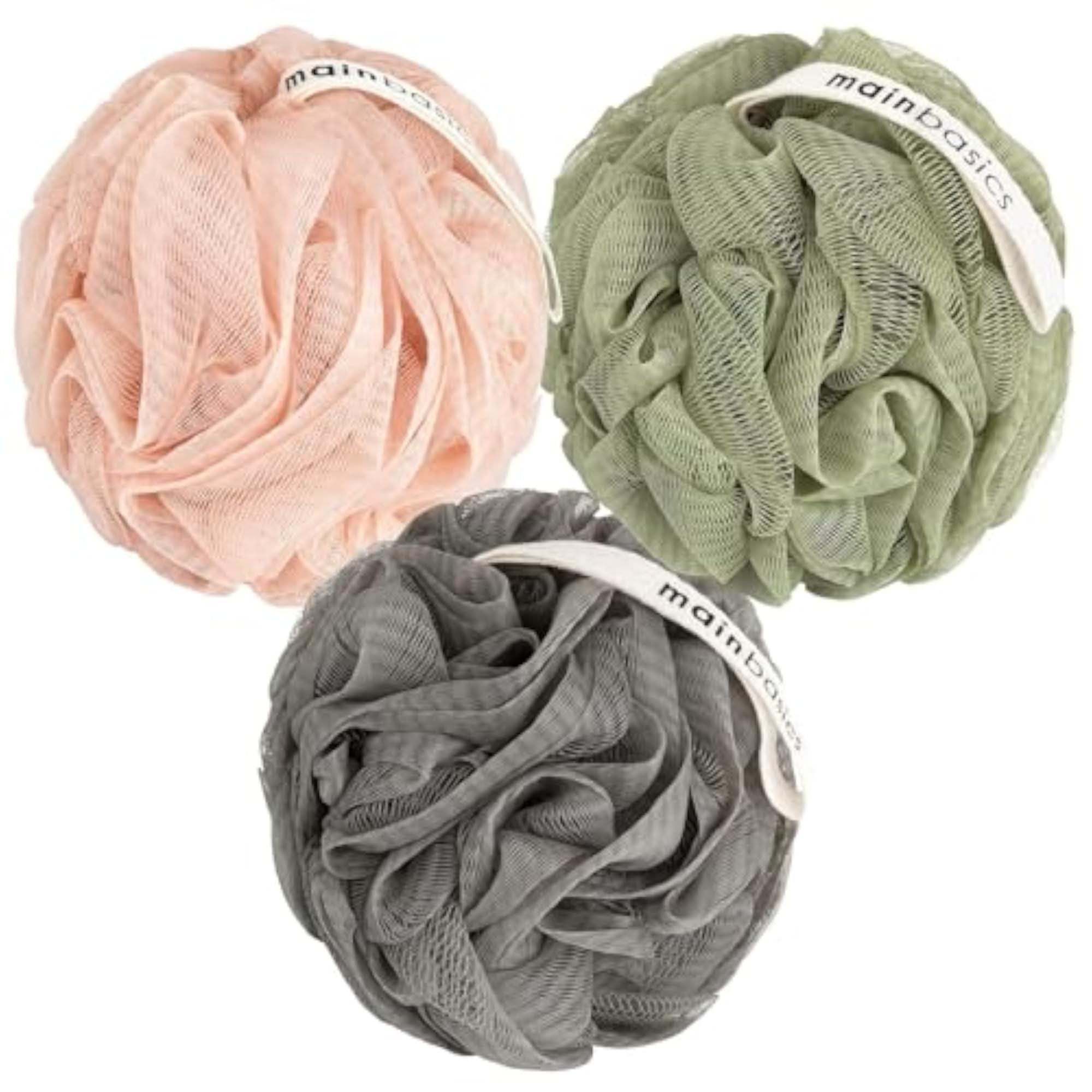 3 PCS Bath Loofah Set for Women & Men, Soft Mesh